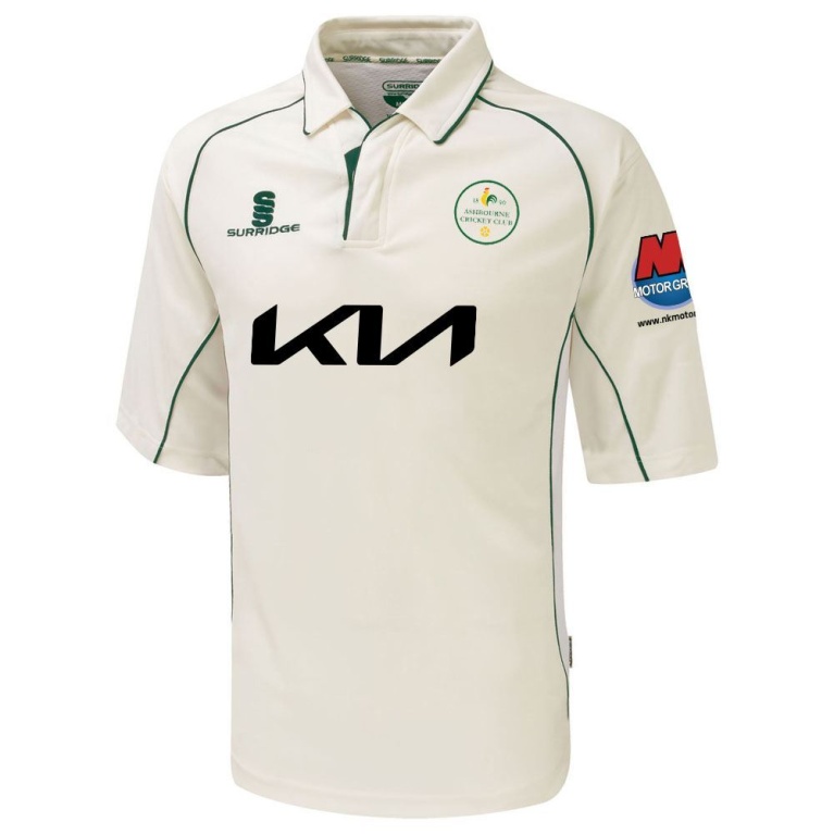 Ashbourne CC Premier 3/4 Sleeve Green Trim Shirt