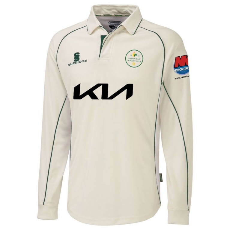 Ashbourne CC Premier Long Sleeve Green Trim Shirt